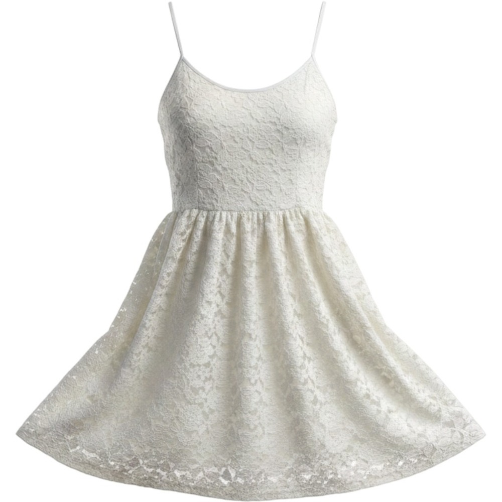 Abercrombie & Fitch Women Lace Mini Dress Ivory Boho Y2K Cottage Medium Occasion